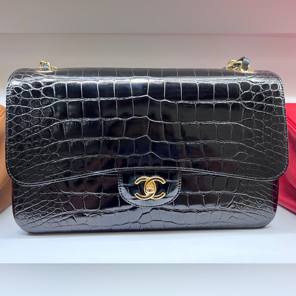 RARE Chanel Black Crocodile Medium Classic Flap with Gold Hardware 🖤